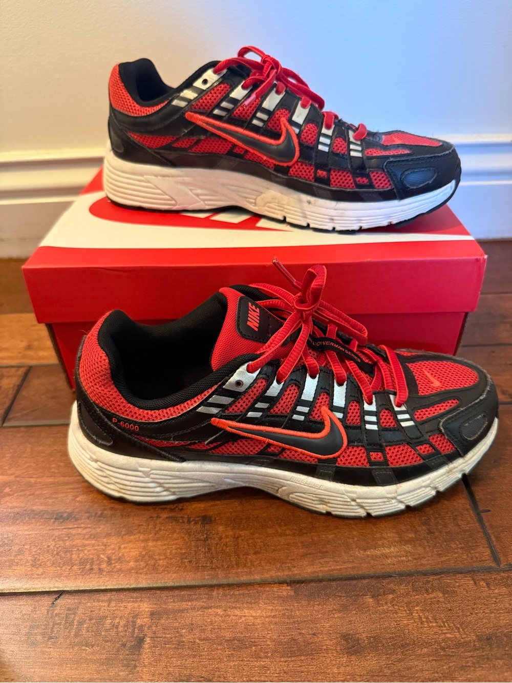 Nike Kids Red and Black Mesh Athletic Sneakers